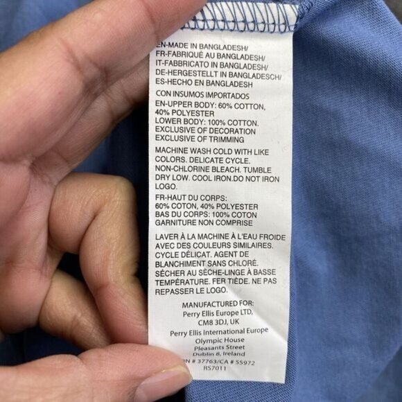 Perry Ellis Men's  Large Blue/Gray/Red Short Sleeve Crew Neck T-Shirt Cotton New - Picture 9 of 11